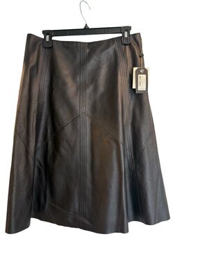 rag & bone Black Leather A-Line Skirt